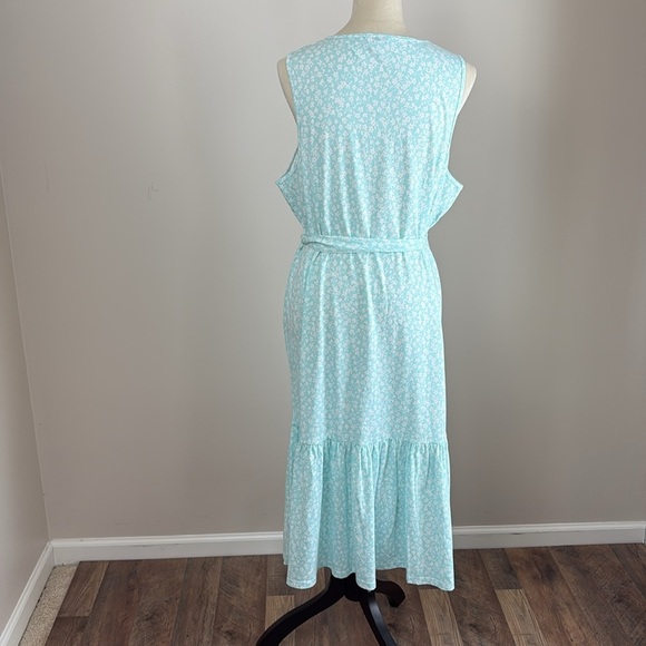 J. Crew Factory Printed knit tie-waist midi dress ditsy floral tiered size xl - Picture 7 of 13